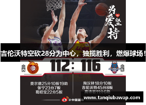 吉伦沃特空砍28分为中心，独揽胜利，燃爆球场！